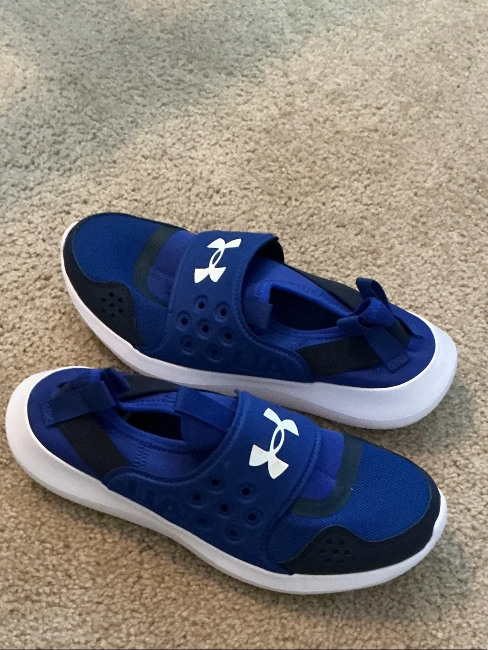 Under Armour  Royal Blue and White Hook-and-Loop Sneakers